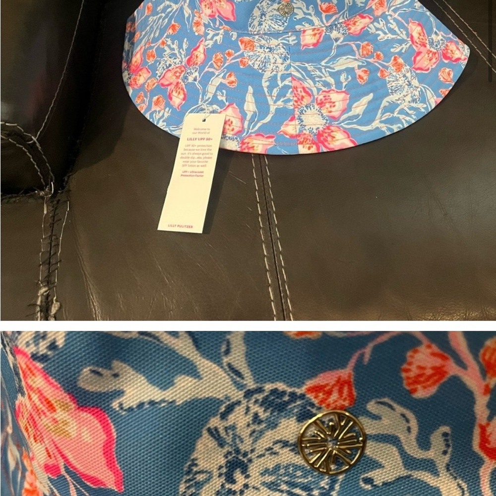 Lilly Pulitzer Blue and Pink Floral Bucket Hat - Picture 3 of 7